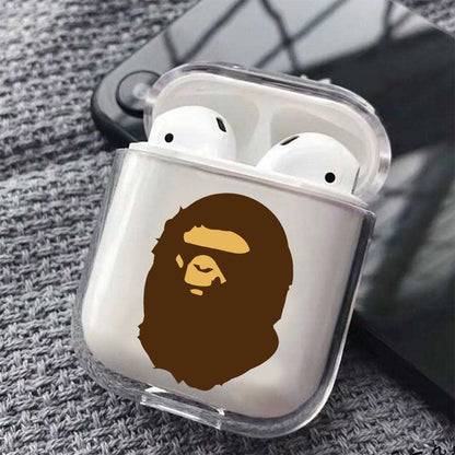 A Bathing Ape Brown Hard Plastic Protective Clear Case Cover For Apple Airpods