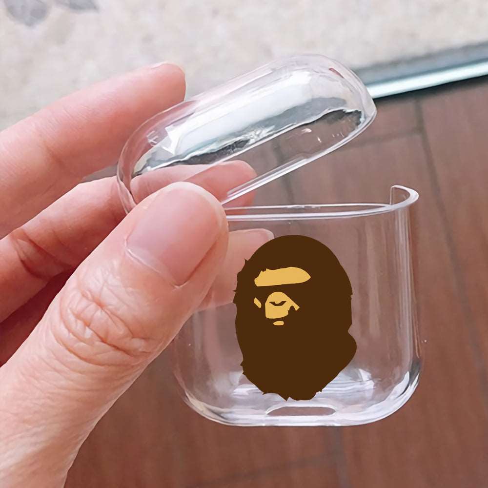 A Bathing Ape Brown Hard Plastic Protective Clear Case Cover For Apple Airpods