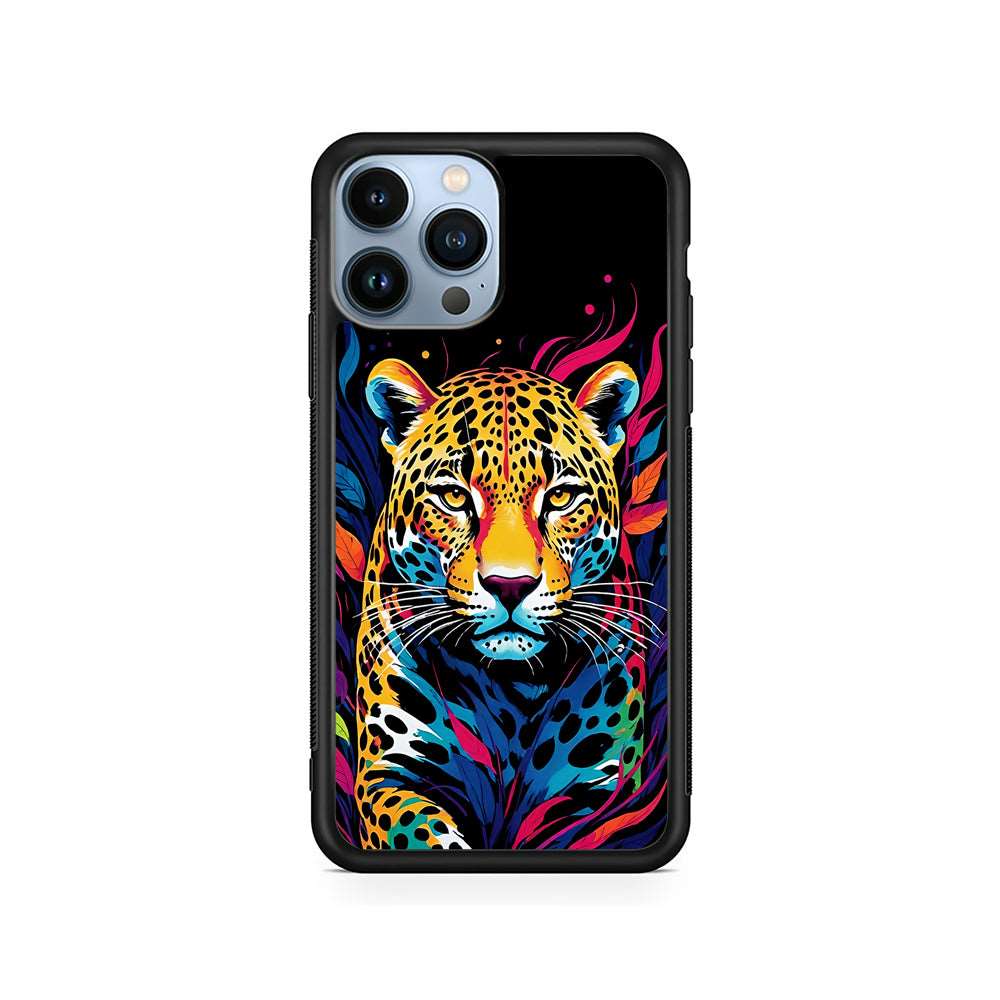 A Colorful Leopard on The Hunt iPhone 14 Pro Case