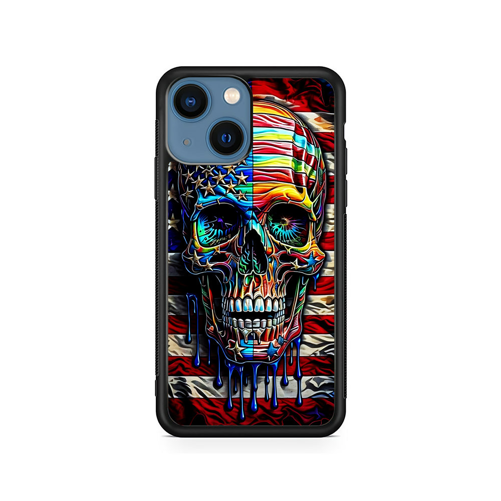 American Flag with Face Skulls iPhone 15 Plus Case