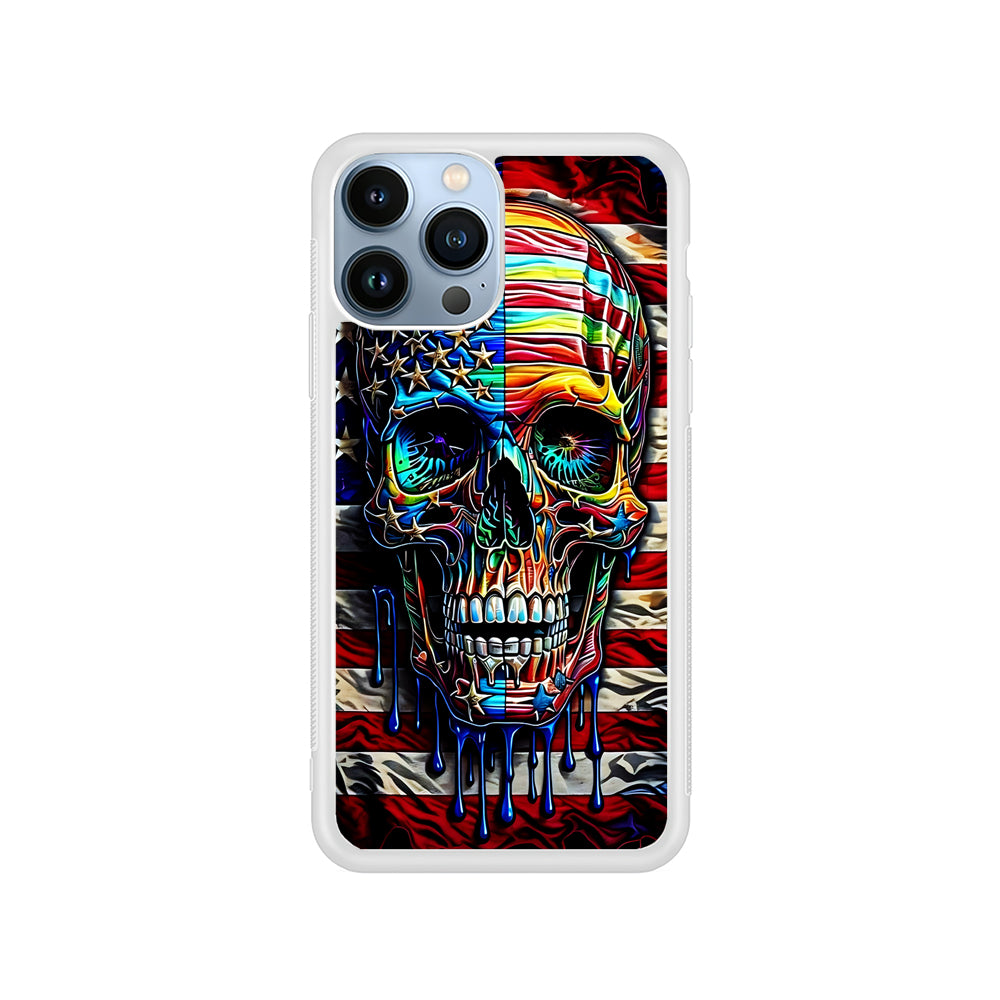 American Flag with Face Skulls iPhone 15 Pro Case