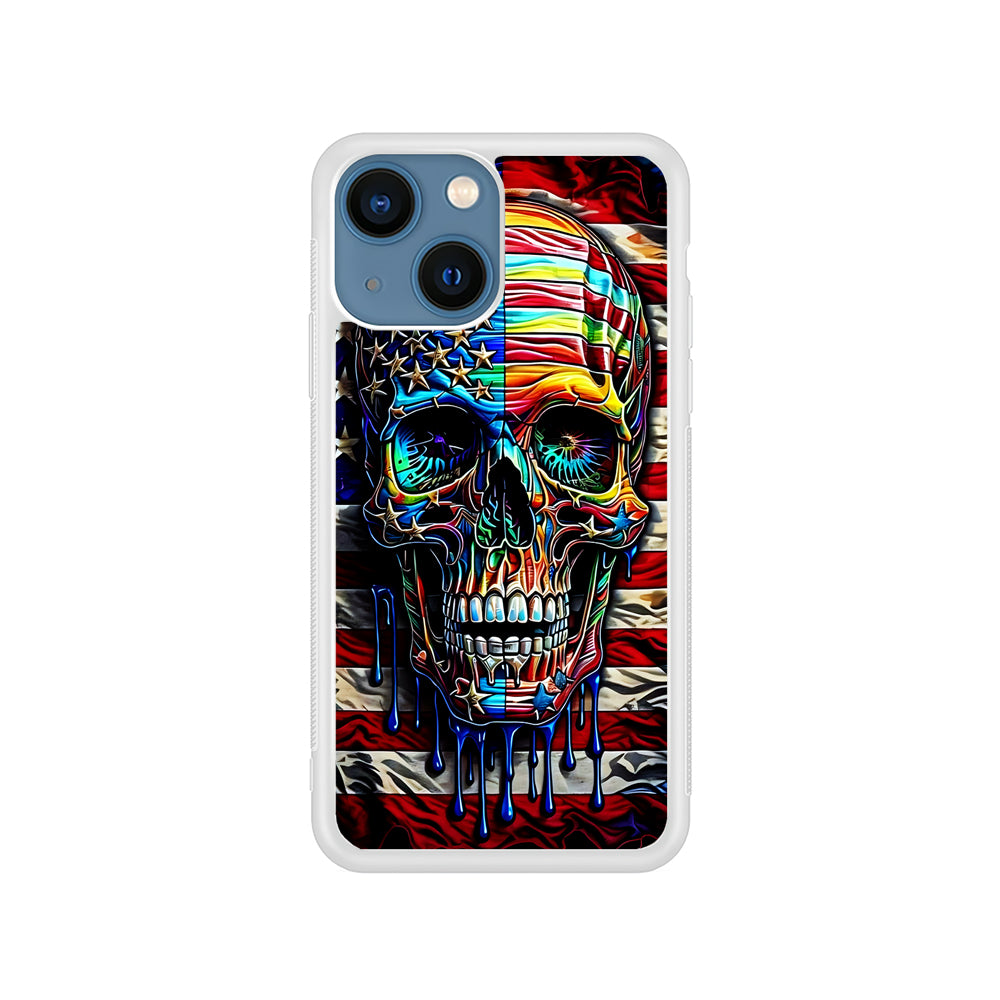 American Flag with Face Skulls iPhone 15 Plus Case