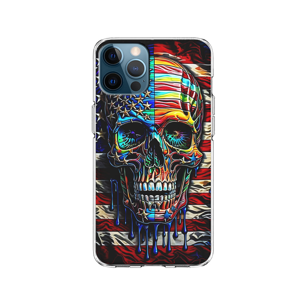 American Flag with Face Skulls iPhone 15 Pro Case