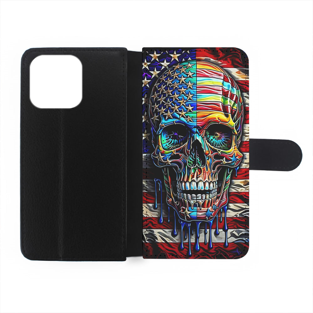 American Flag with Face Skulls iPhone 15 Pro Case