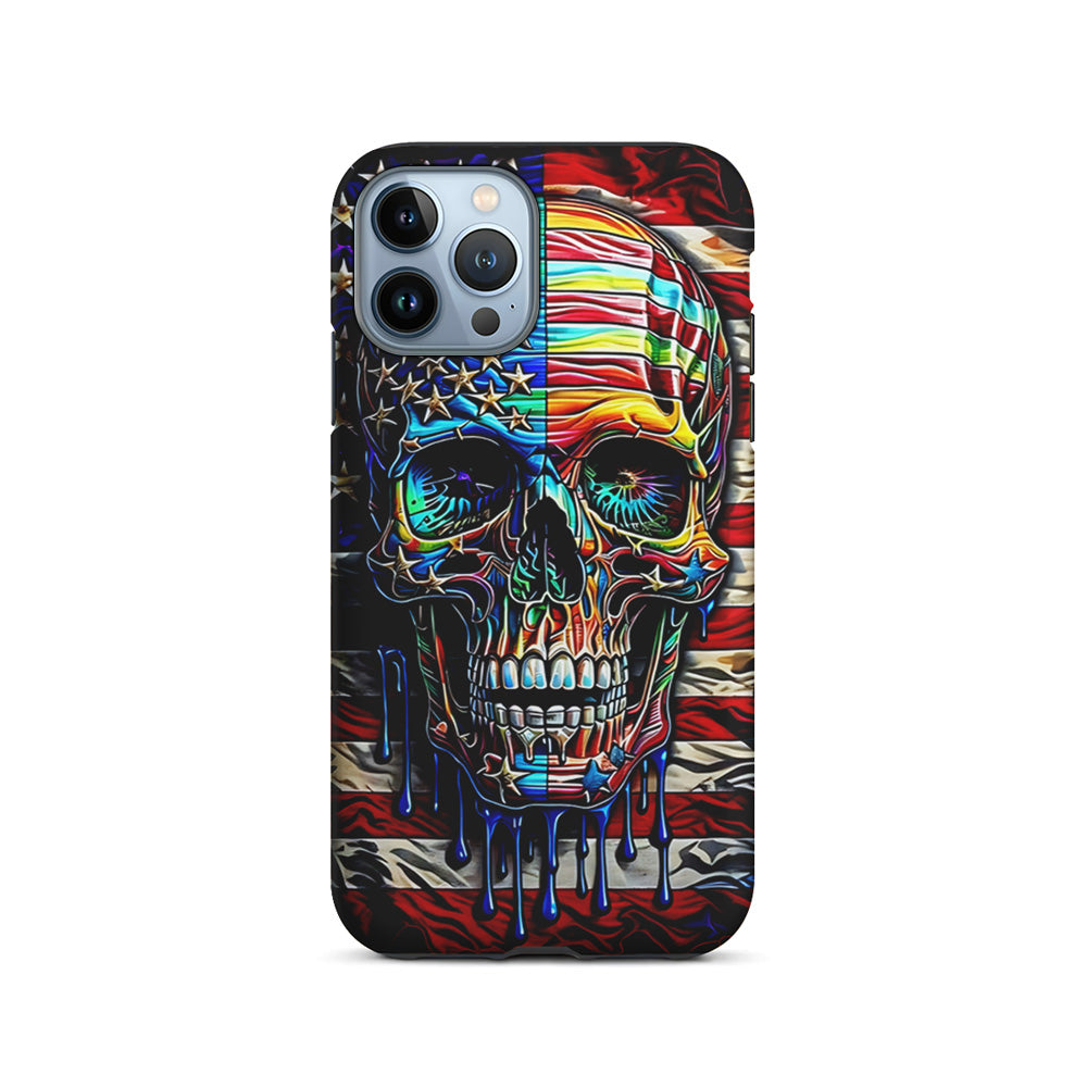 American Flag with Face Skulls iPhone 15 Pro Case