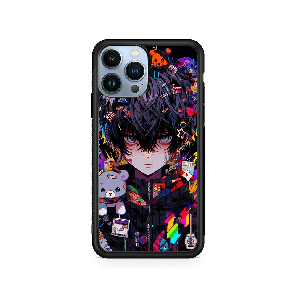 Anime Boy Bear Doll Aesthetic iPhone 15 Pro Case