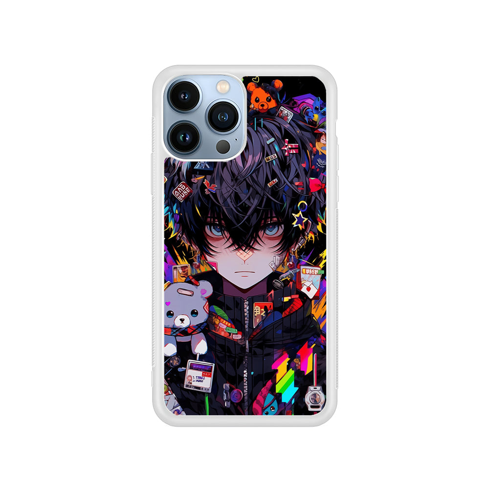 Anime Boy Bear Doll Aesthetic iPhone 15 Pro Case