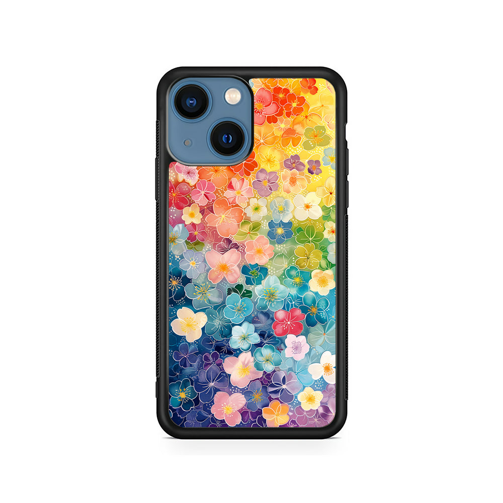 Artistic Rainbow Flower Pattern iPhone 15 Plus Case