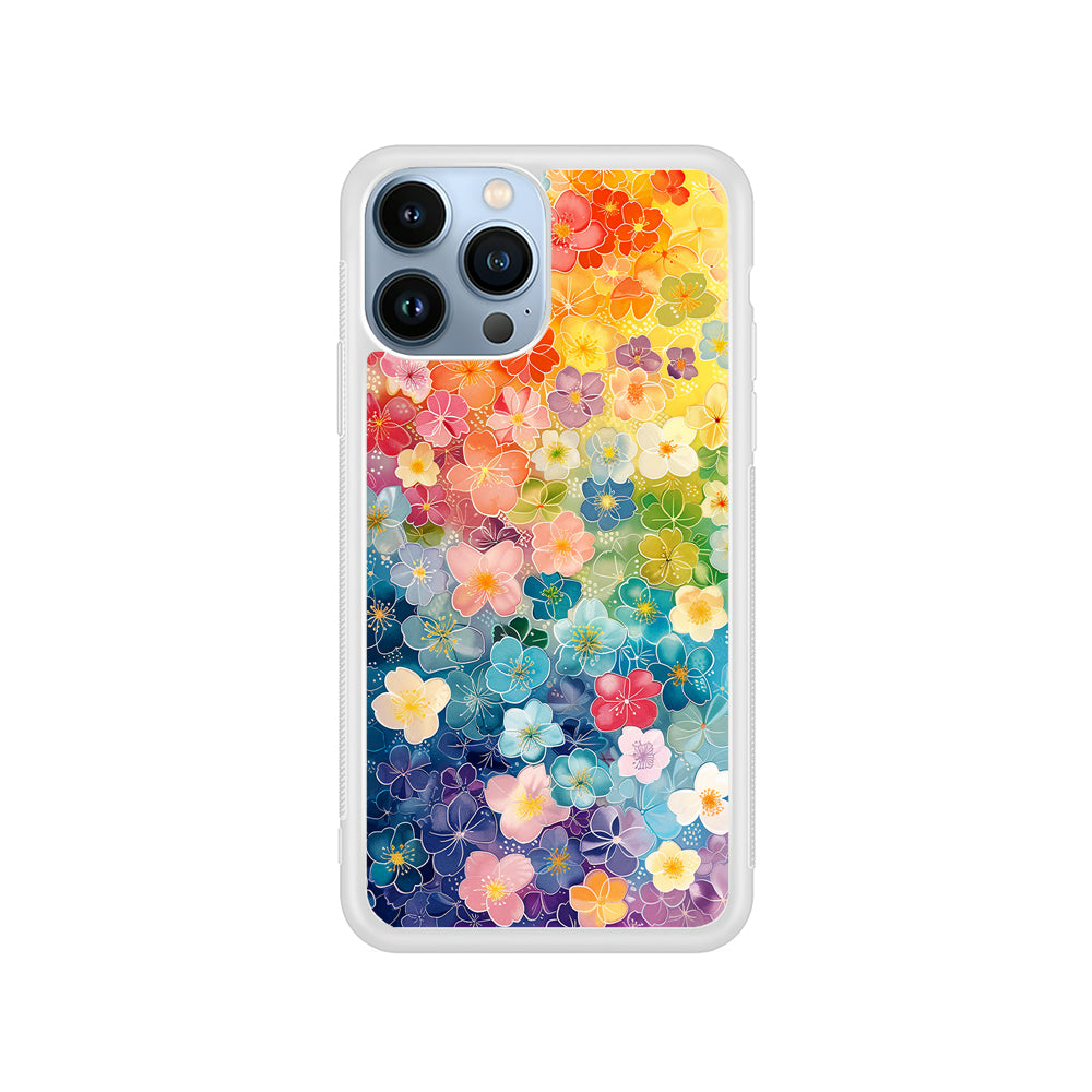 Artistic Rainbow Flower Pattern iPhone 15 Pro Case