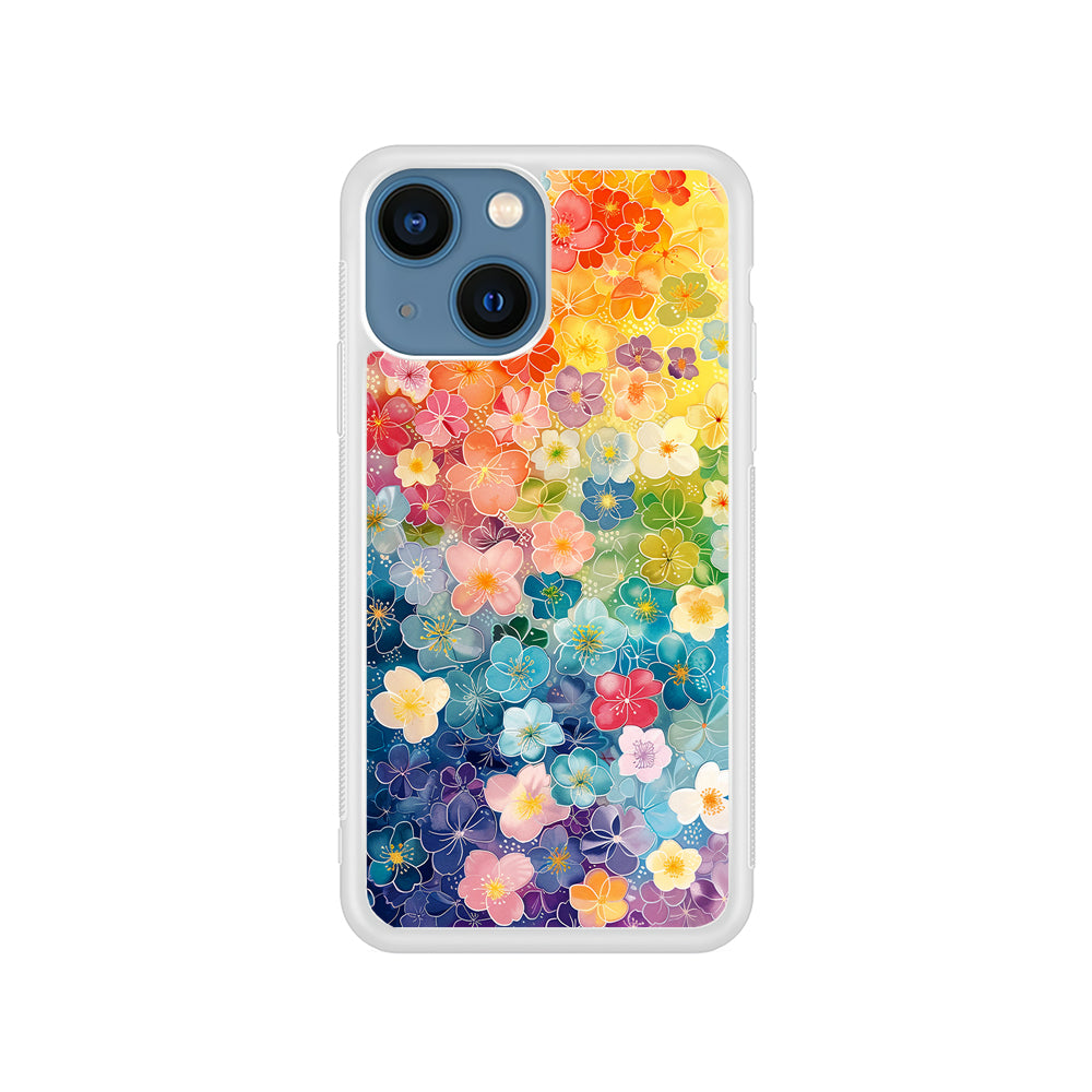 Artistic Rainbow Flower Pattern iPhone 15 Plus Case