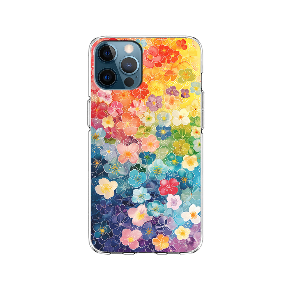 Artistic Rainbow Flower Pattern iPhone 15 Pro Case