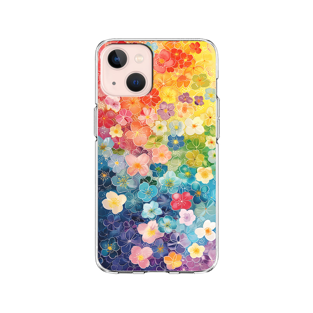 Artistic Rainbow Flower Pattern iPhone 15 Plus Case