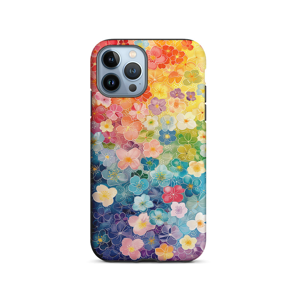 Artistic Rainbow Flower Pattern iPhone 15 Pro Case