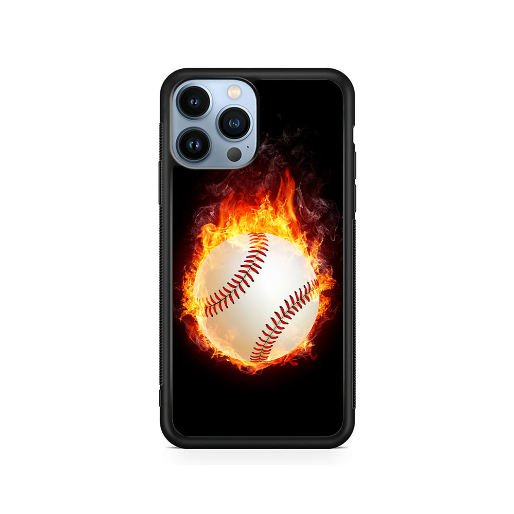 Baseball Ball on Fire iPhone 15 Pro Case