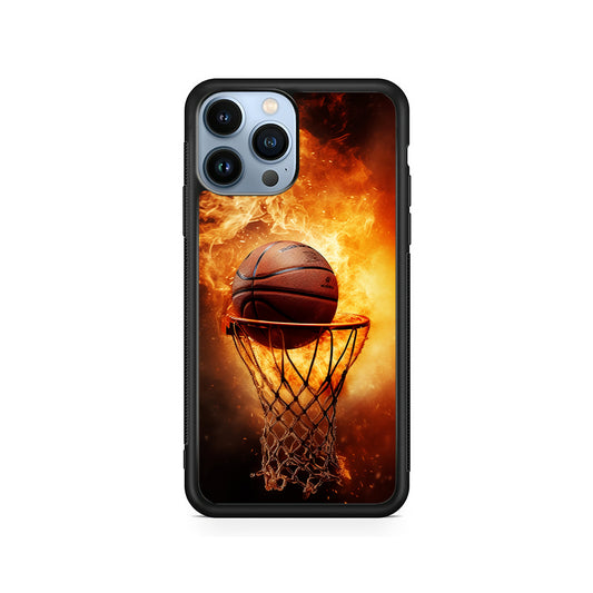 Basketball Ball on Fire iPhone 15 Pro Case