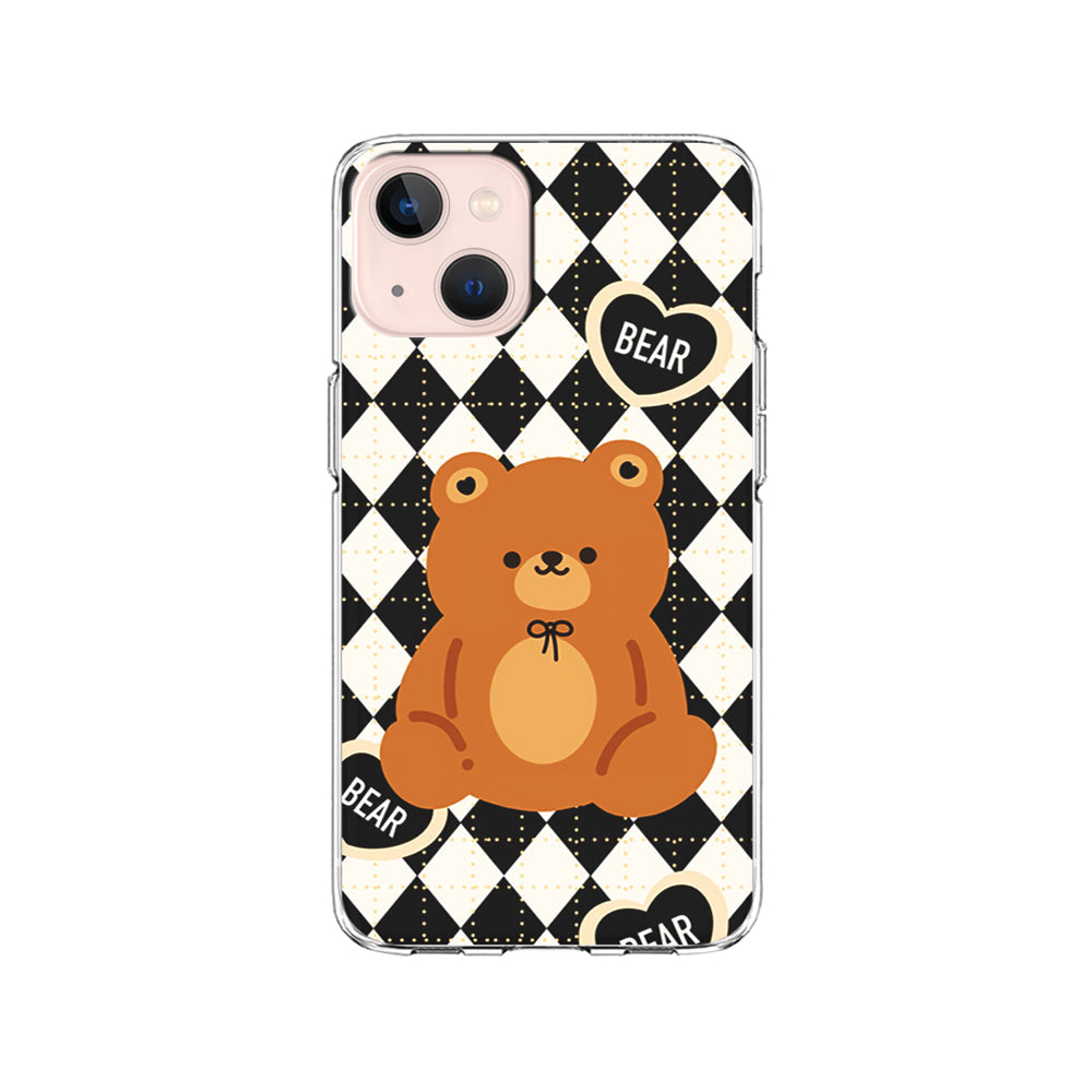 Bear and Black Flanel iPhone 15 Plus Case