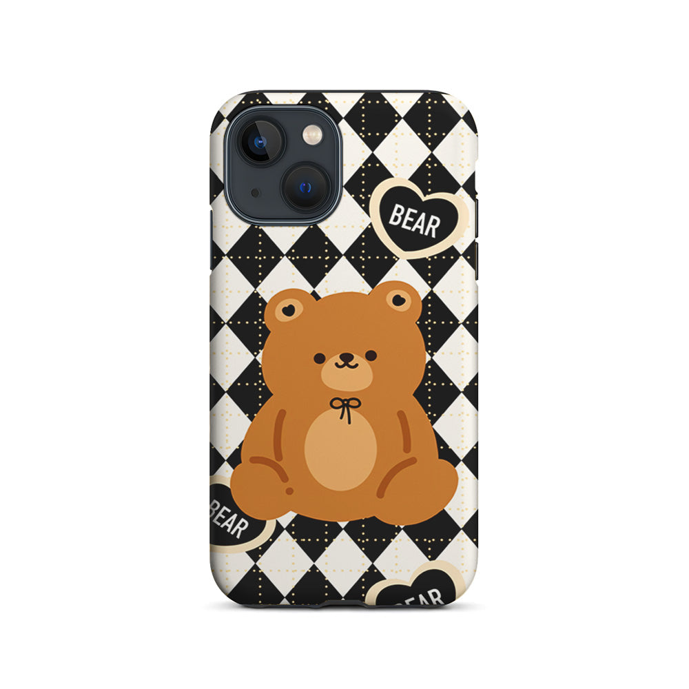 Bear and Black Flanel iPhone 15 Plus Case