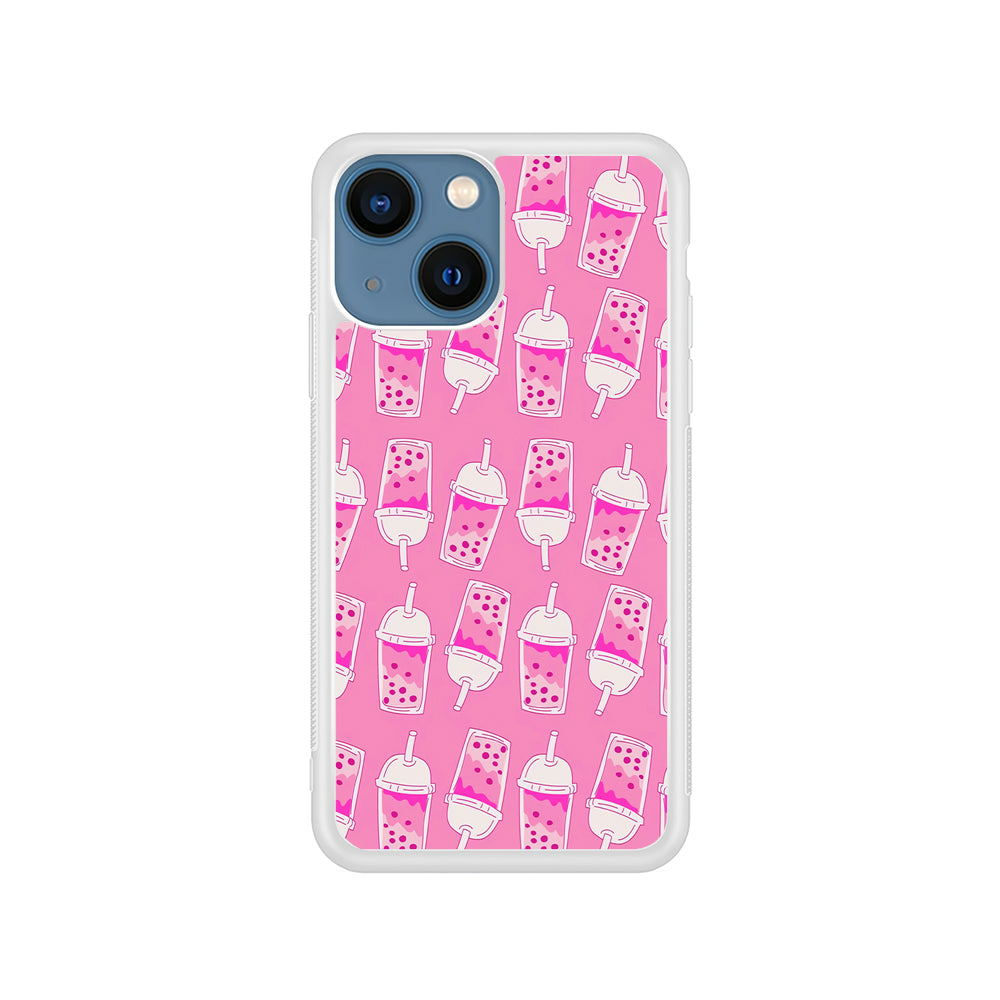 Bubble Tea Pink Pattern iPhone 15 Plus Case