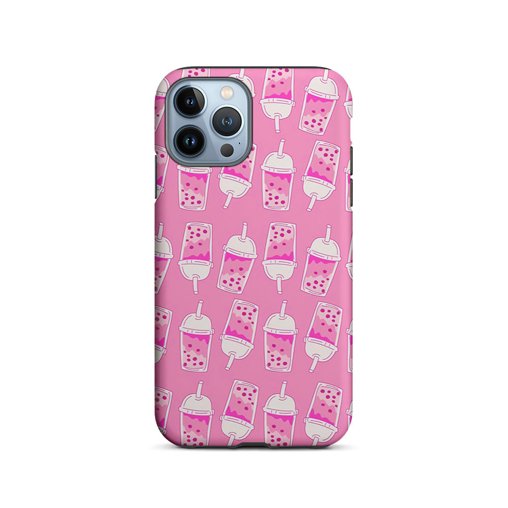 Bubble Tea Pink Pattern iPhone 15 Pro Case