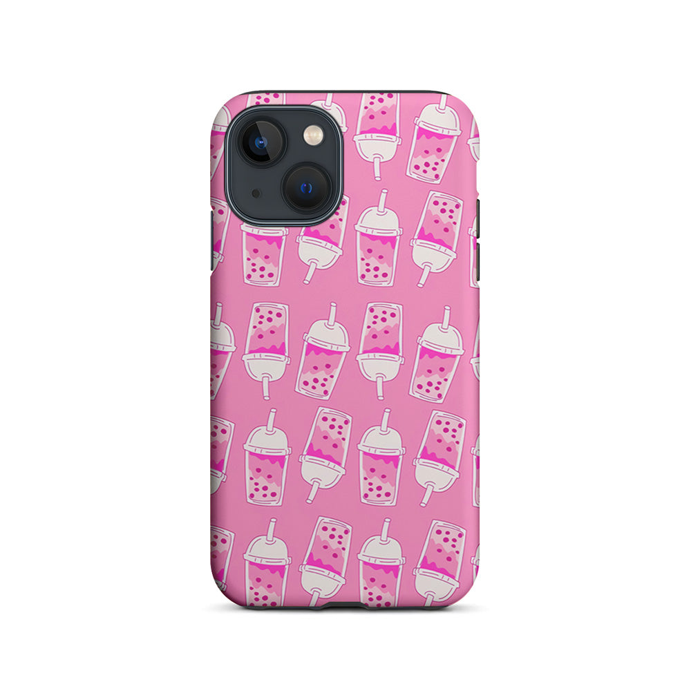 Bubble Tea Pink Pattern iPhone 15 Plus Case