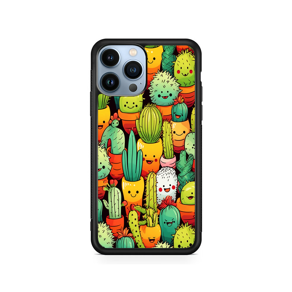 Cactus Cartoon in Pots iPhone 15 Pro Case