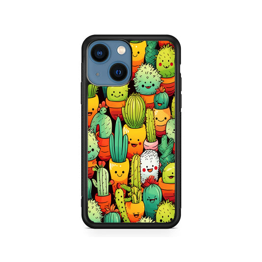 Cactus Cartoon in Pots iPhone 15 Plus Case