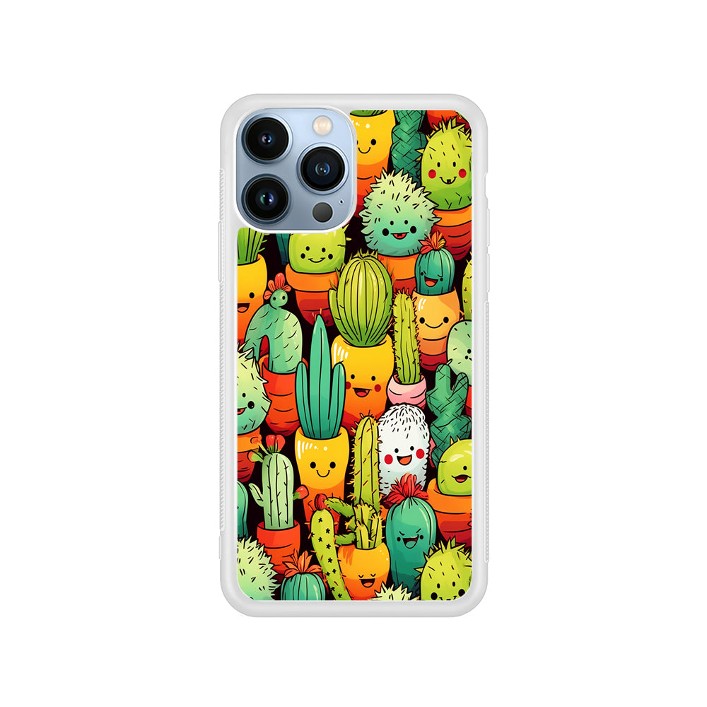 Cactus Cartoon in Pots iPhone 15 Pro Case