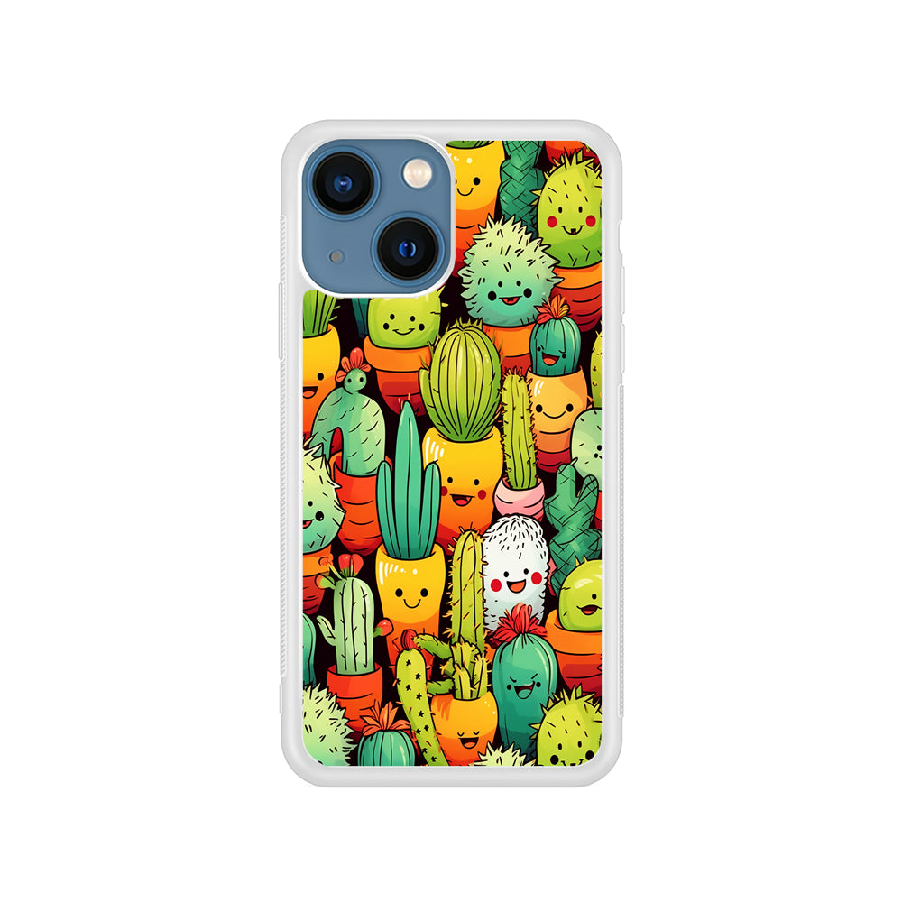 Cactus Cartoon in Pots iPhone 15 Plus Case