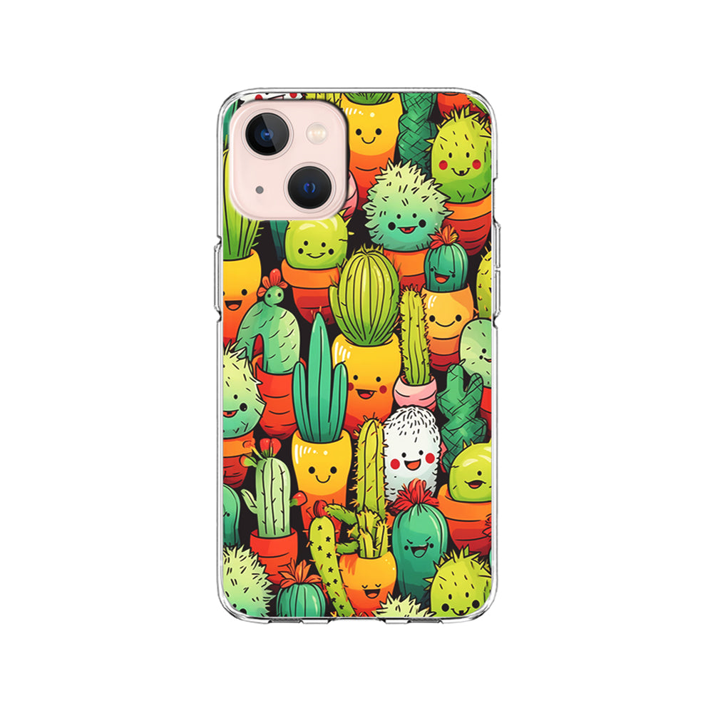 Cactus Cartoon in Pots iPhone 15 Plus Case