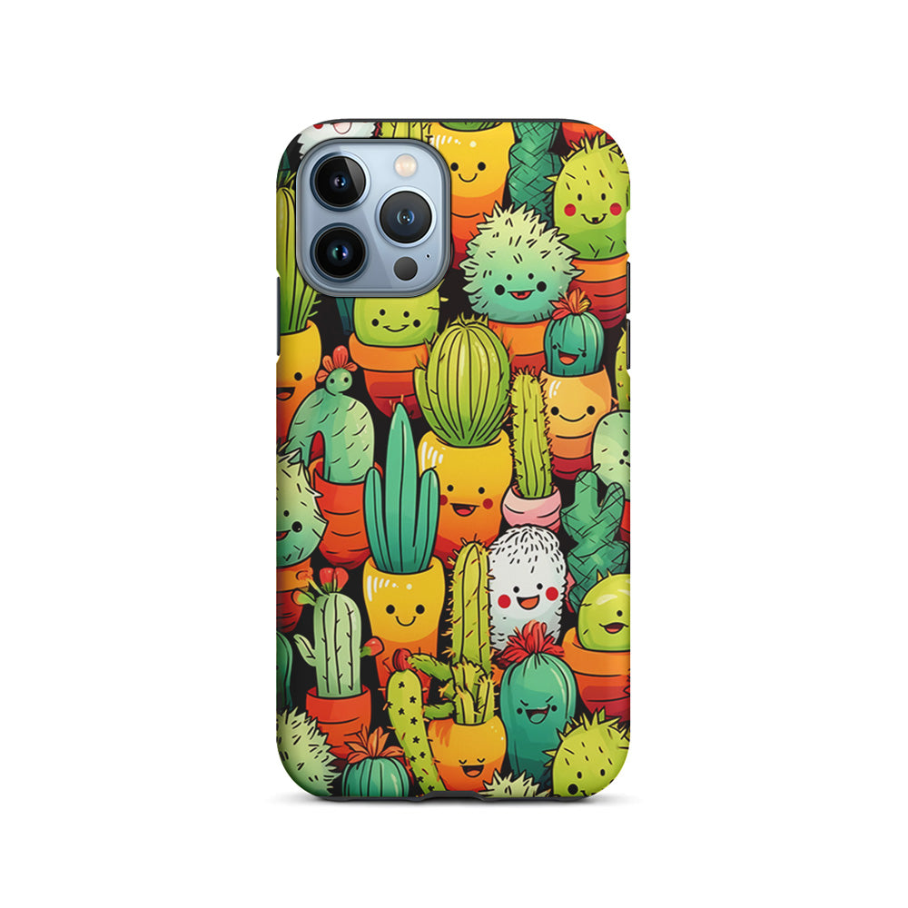 Cactus Cartoon in Pots iPhone 15 Pro Case