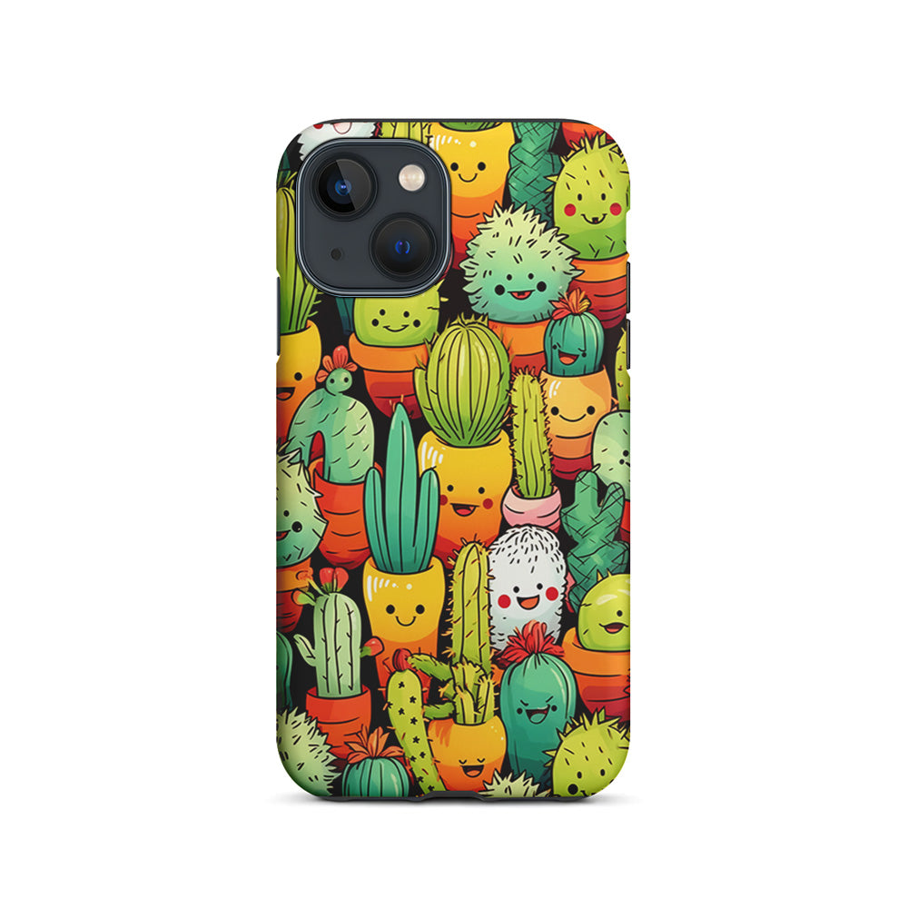 Cactus Cartoon in Pots iPhone 15 Plus Case