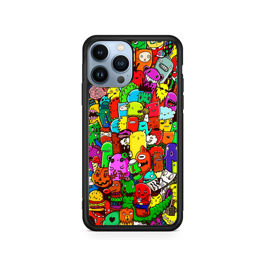 Cartoon Doodle Drawing Art iPhone 15 Pro Case