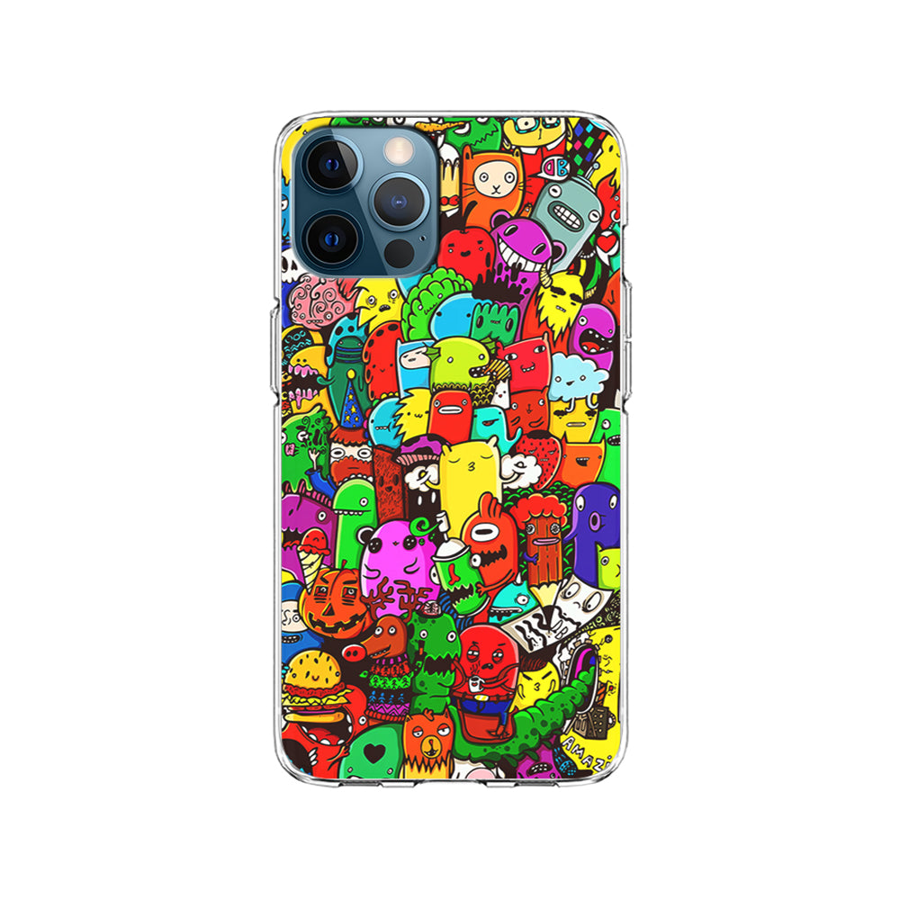 Cartoon Doodle Drawing Art iPhone 15 Pro Case