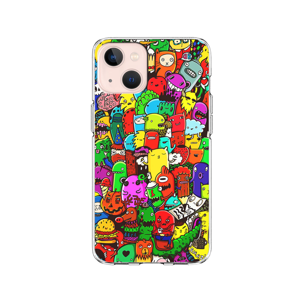 Cartoon Doodle Drawing Art iPhone 15 Plus Case