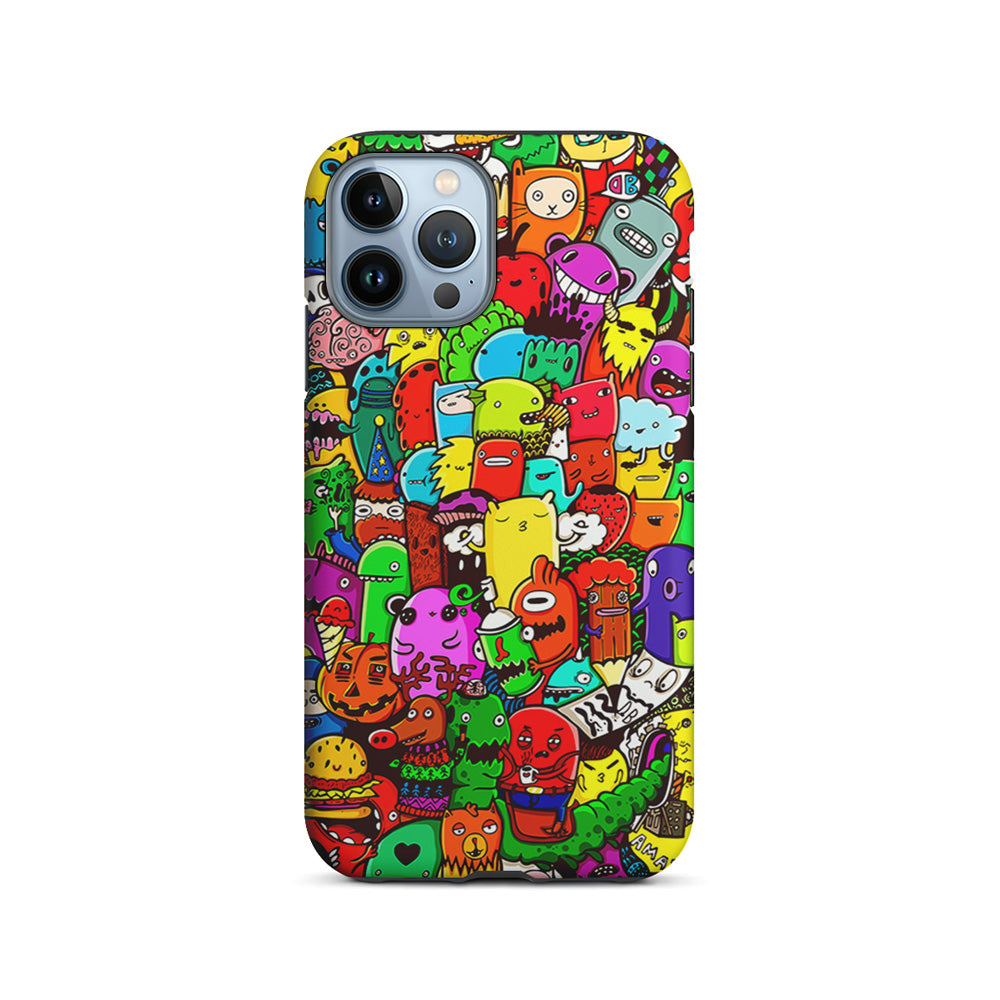 Cartoon Doodle Drawing Art iPhone 15 Pro Case