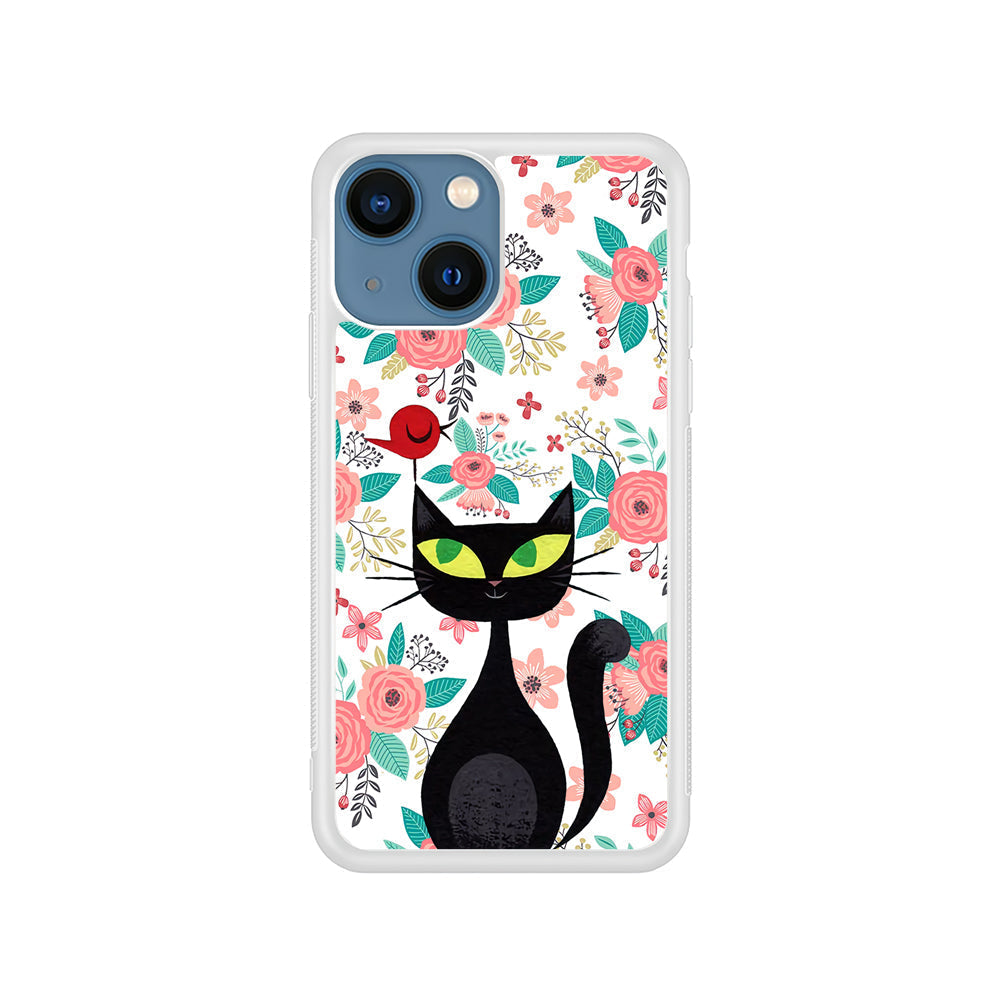 Cat Flower and Bird iPhone 15 Plus Case