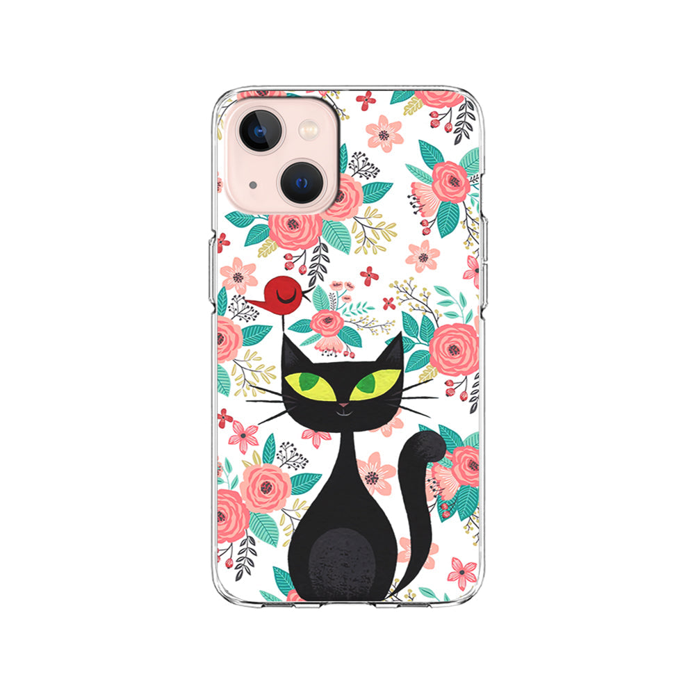 Cat Flower and Bird iPhone 15 Plus Case