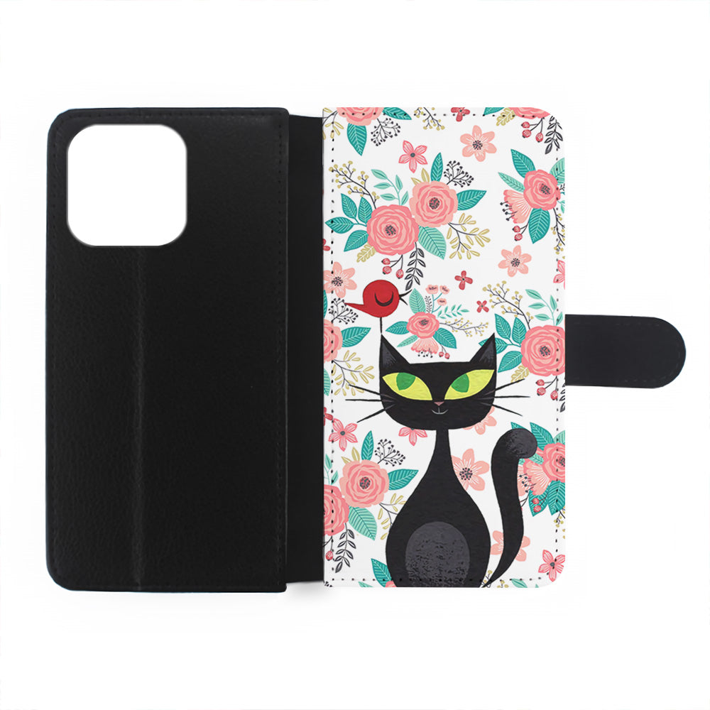 Cat Flower and Bird iPhone 15 Plus Case