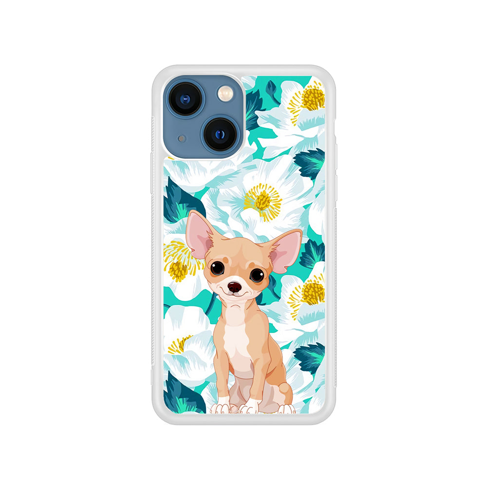 Chihuahua Dog Flower Blue iPhone 14 Case