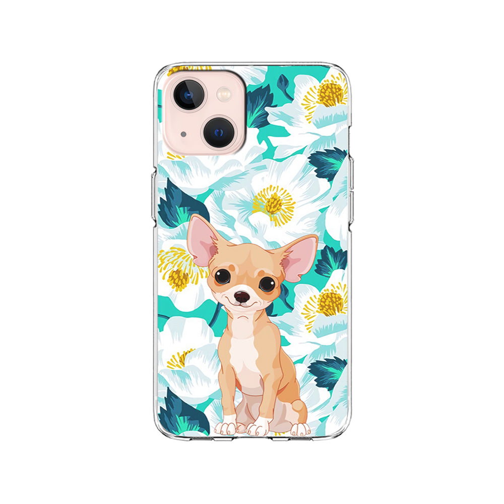 Chihuahua Dog Flower Blue iPhone 14 Case