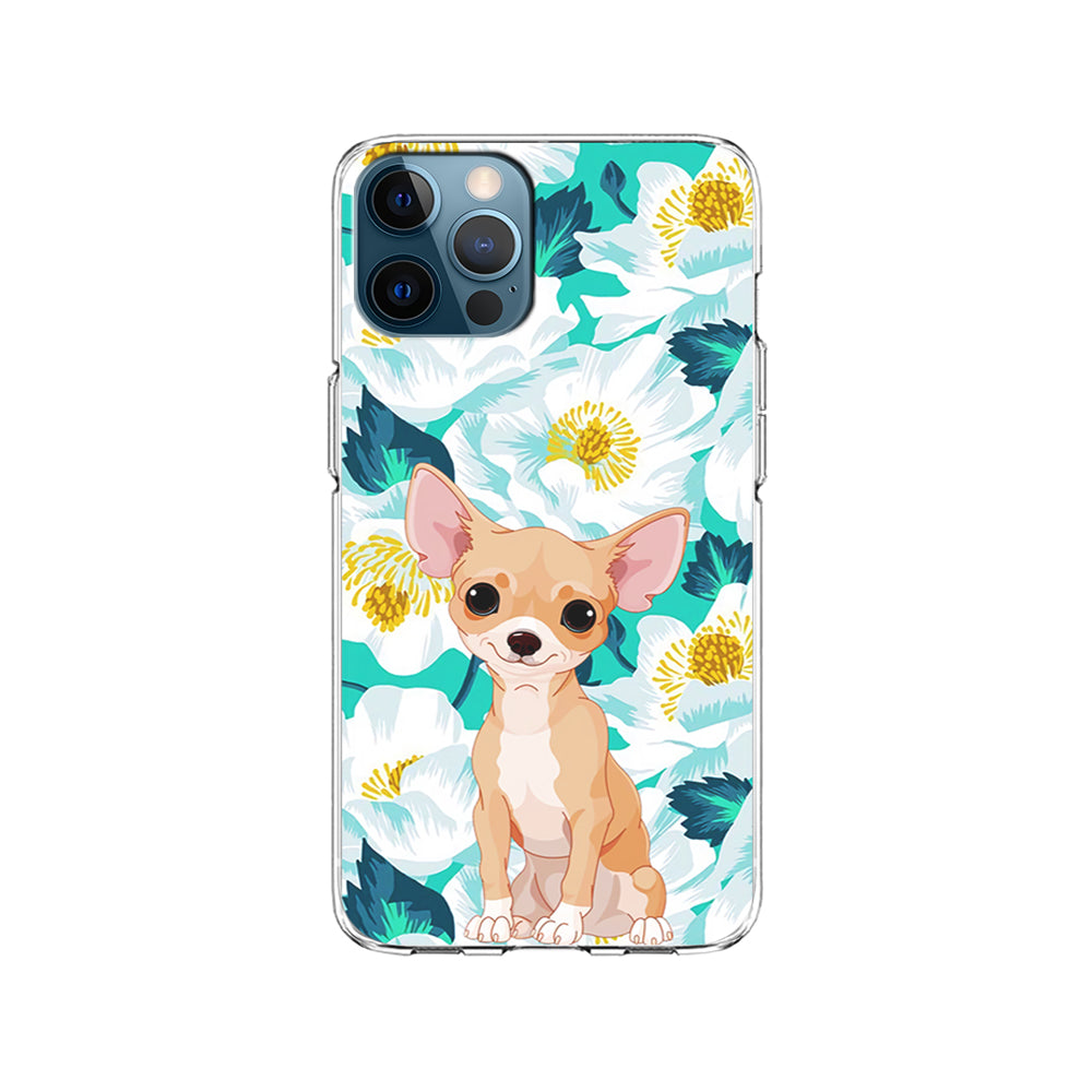 Chihuahua Dog Flower Blue iPhone 15 Pro Case