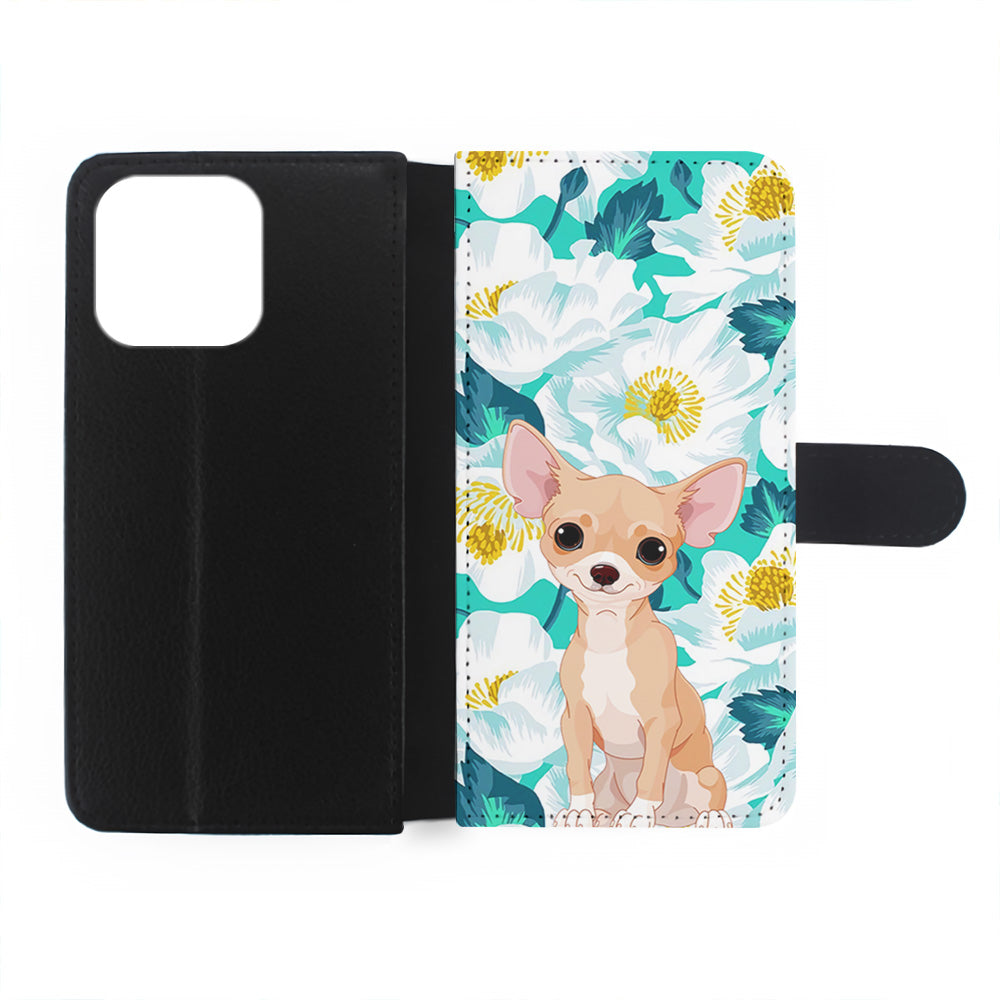 Chihuahua Dog Flower Blue iPhone 15 Plus Case