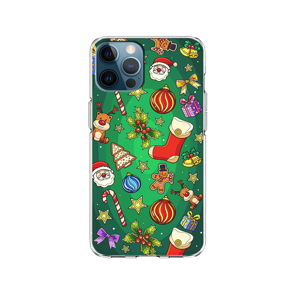 Christmas Ornaments Pattern Green iPhone 15 Pro Case