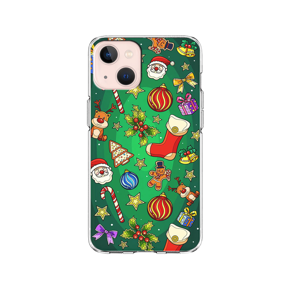 Christmas Ornaments Pattern Green iPhone 15 Plus Case