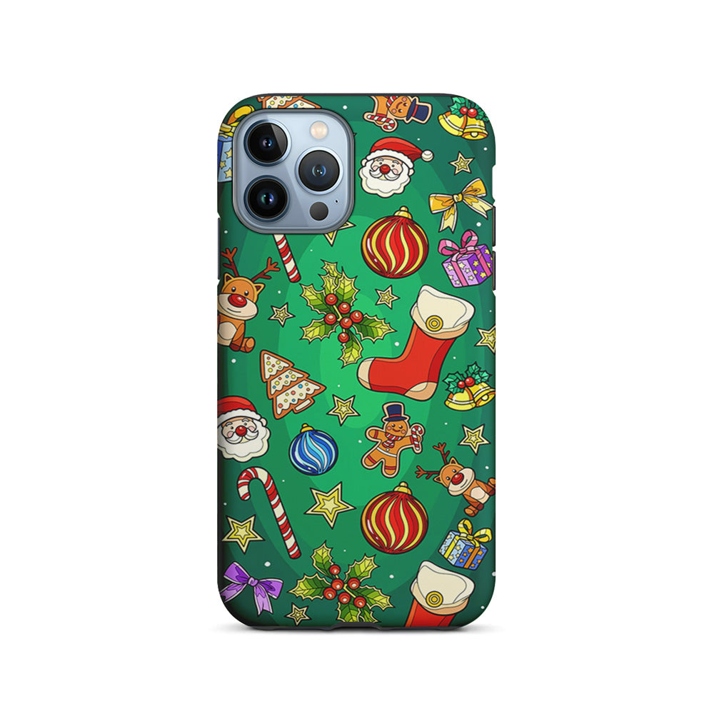 Christmas Ornaments Pattern Green iPhone 15 Pro Case