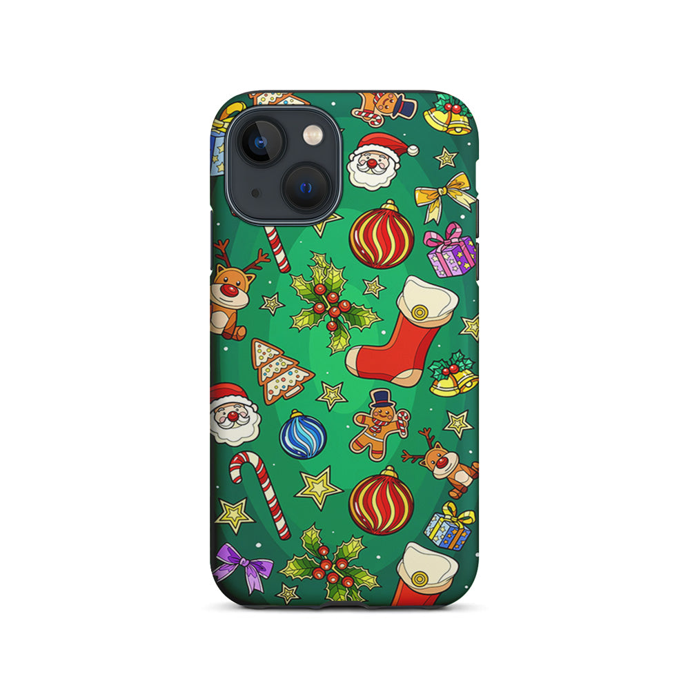 Christmas Ornaments Pattern Green iPhone 15 Plus Case