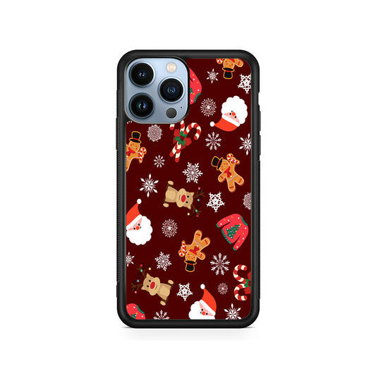 Christmas Ornaments Pattern Maroon iPhone 15 Pro Case