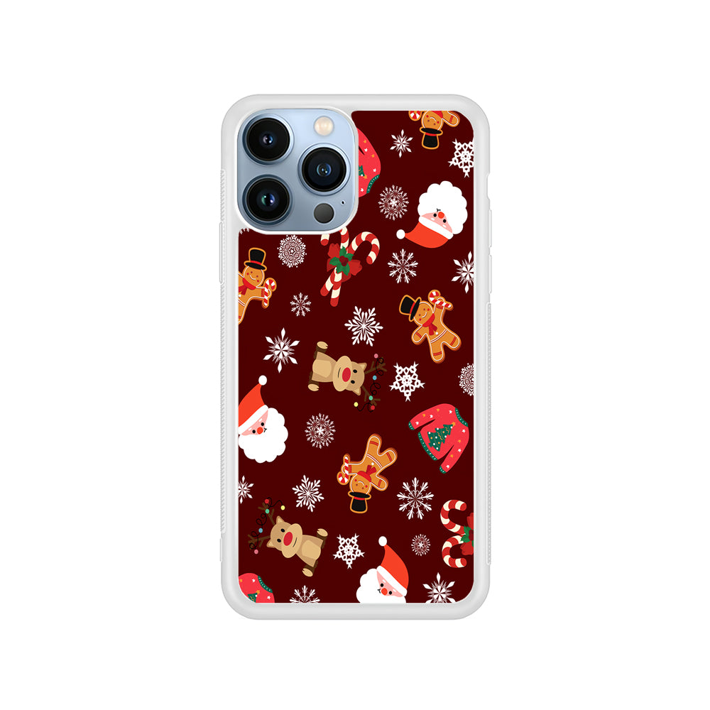 Christmas Ornaments Pattern Maroon iPhone 15 Pro Case