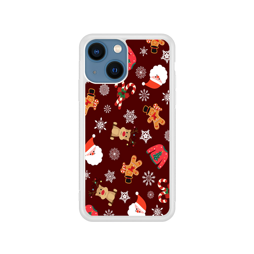 Christmas Ornaments Pattern Maroon iPhone 15 Plus Case