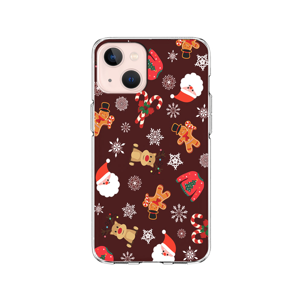 Christmas Ornaments Pattern Maroon iPhone 15 Plus Case